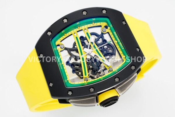 ZF Factory Richard Mille RM 61-01 Yohan Blake 42.7mm Black Ceramic Yellow Rubber Strap Skeletonized Green Dial