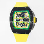 ZF Factory Richard Mille RM 61-01 Yohan Blake black ceramic yellow rubber strap skeletonized green dial
