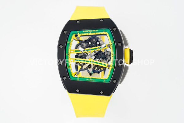 ZF Factory Richard Mille RM 61-01 Yohan Blake black ceramic yellow rubber strap skeletonized green dial