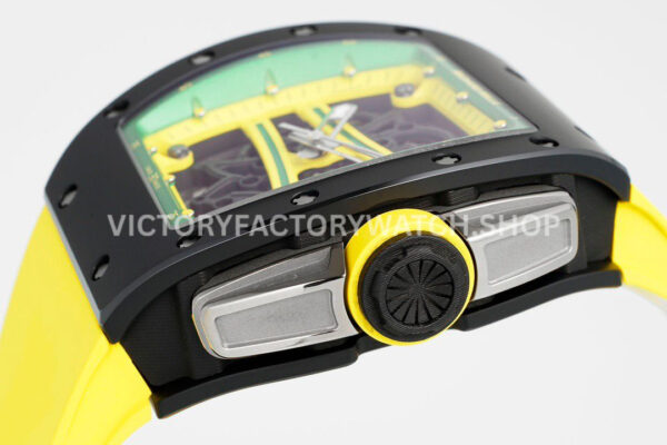 ZF Factory Richard Mille RM 61-01 Yohan Blake 42.7mm Black Ceramic Yellow Rubber Strap Skeletonized Green Dial