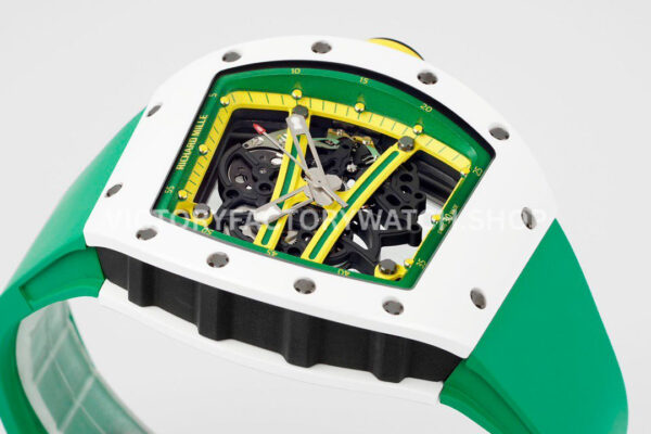 ZF Factory Richard Mille RM 061-01 Yohan Blake 42.7mm White Ceramic Green Rubber Strap Skeletonized Green Dial (1) ZF Factory Richard Mille RM 61-01 Yohan Blake 42.7mm White Ceramic Green Rubber Strap Skeletonized Green Dial