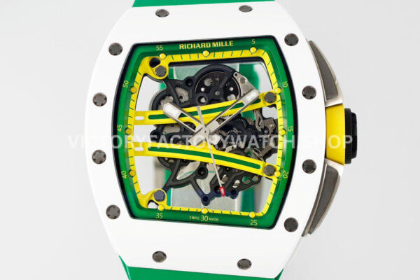 ZF Factory Richard Mille RM 061-01 Yohan Blake 42.7mm White Ceramic Green Rubber Strap Skeletonized Green Dial (2) ZF Factory Richard Mille RM 61-01 Yohan Blake 42.7mm White Ceramic Green Rubber Strap Skeletonized Green Dial