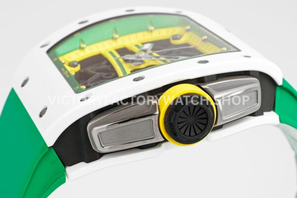 ZF Factory Richard Mille RM 061-01 Yohan Blake 42.7mm White Ceramic Green Rubber Strap Skeletonized Green Dial (6) ZF Factory Richard Mille RM 61-01 Yohan Blake 42.7mm White Ceramic Green Rubber Strap Skeletonized Green Dial