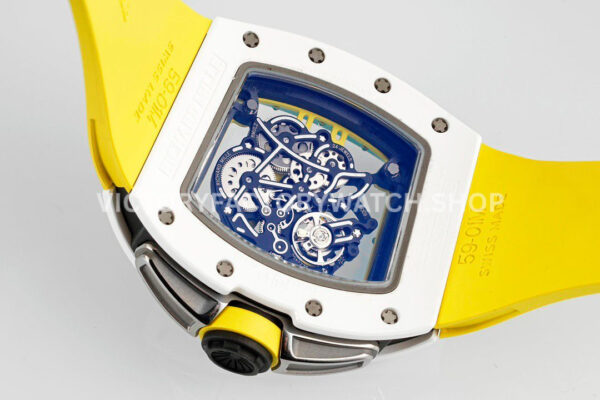 ZF Factory Richard Mille RM 061-01 Yohan Blake 42.7mm White Ceramic Yellow Rubber Strap Skeletonized Green Dial (3) ZF Factory Richard Mille RM 61-01 Yohan Blake 42.7mm White Ceramic Yellow Rubber Strap Skeletonized Green Dial