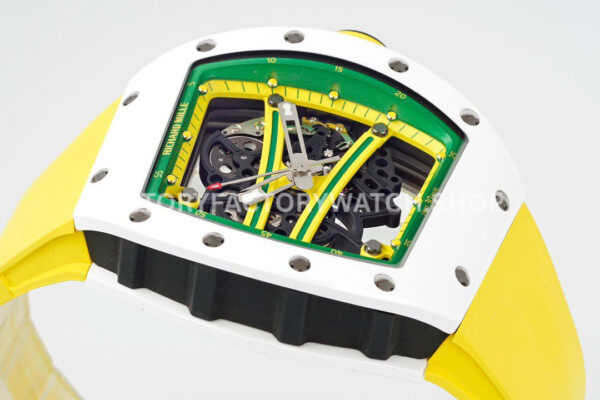 ZF Factory Richard Mille RM 061-01 Yohan Blake 42.7mm White Ceramic Yellow Rubber Strap Skeletonized Green Dial (4) ZF Factory Richard Mille RM 61-01 Yohan Blake 42.7mm White Ceramic Yellow Rubber Strap Skeletonized Green Dial