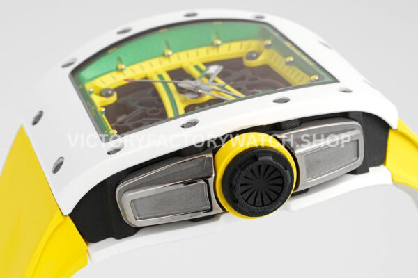 ZF Factory Richard Mille RM 061-01 Yohan Blake 42.7mm White Ceramic Yellow Rubber Strap Skeletonized Green Dial (5) ZF Factory Richard Mille RM 61-01 Yohan Blake 42.7mm White Ceramic Yellow Rubber Strap Skeletonized Green Dial