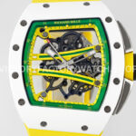 ZF Factory Richard Mille RM 061-01 Yohan Blake 42.7mm White Ceramic Yellow Rubber Strap Skeletonized Green Dial (8) ZF Factory Richard Mille RM 61-01 Yohan Blake 42.7mm White Ceramic Yellow Rubber Strap Skeletonized Green Dial