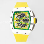 ZF Factory Richard Mille RM 061-01 Yohan Blake 42.7mm White Ceramic Yellow Rubber Strap Skeletonized Green Dial (9) ZF Factory Richard Mille RM 61-01 Yohan Blake white ceramic yellow rubber strap skeletonized green dial