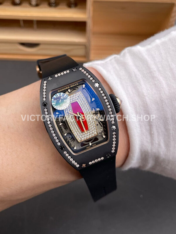ZF Factory Richard Mille RM 07 31.4mm Black Ceramic Black Rubber Strap Skeletonized Red Dial (1) ZF Factory Richard Mille RM 07 31.4mm Black Ceramic Black Rubber Strap Skeletonized Red Dial