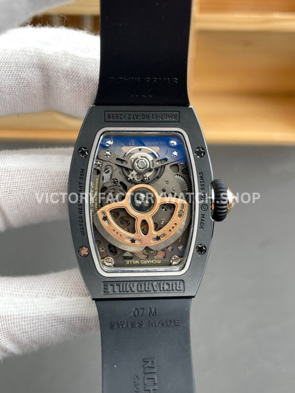 ZF Factory Richard Mille RM 07 31.4mm Black Ceramic Black Rubber Strap Skeletonized Red Dial (4) ZF Factory Richard Mille RM 07 31.4mm Black Ceramic Black Rubber Strap Skeletonized Red Dial