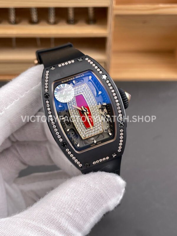 ZF Factory Richard Mille RM 07 31.4mm Black Ceramic Black Rubber Strap Skeletonized Red Dial (7) ZF Factory Richard Mille RM 07 31.4mm Black Ceramic Black Rubber Strap Skeletonized Red Dial