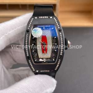 ZF Factory Richard Mille RM 07 black ceramic black rubber strap skeletonized red dial