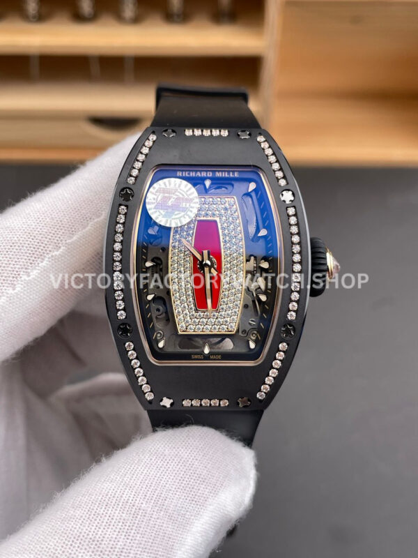 ZF Factory Richard Mille RM 07 31.4mm Black Ceramic Black Rubber Strap Skeletonized Red Dial (9) ZF Factory Richard Mille RM 07 31.4mm Black Ceramic Black Rubber Strap Skeletonized Red Dial