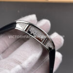 ZF Factory Richard Mille RM 07 31.4mm Diamond Bezel Black Rubber Strap Skeletonized White Dial