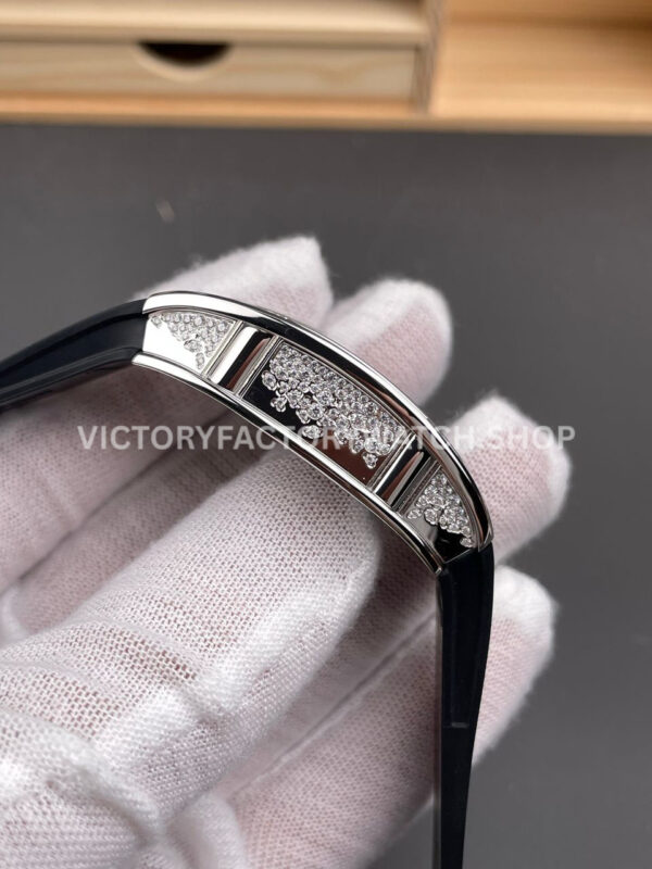 ZF Factory Richard Mille RM 07 31.4mm Diamond Bezel Black Rubber Strap Skeletonized White Dial