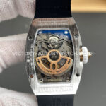 ZF Factory Richard Mille RM 07 31.4mm Diamond Bezel Black Rubber Strap Skeletonized White Dial