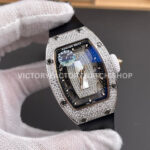ZF Factory Richard Mille RM 07 31.4mm Diamond Bezel Black Rubber Strap Skeletonized White Dial