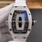 ZF Factory Richard Mille RM 07 31.4mm Diamond Bezel White Rubber Strap Skeletonized Black Dial (5) ZF Factory Richard Mille RM 07 31.4mm Diamond Bezel White Rubber Strap Skeletonized Black Dial