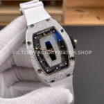 ZF Factory Richard Mille RM 07 31.4mm Diamond Bezel White Rubber Strap Skeletonized Black Dial (6) ZF Factory Richard Mille RM 07 31.4mm Diamond Bezel White Rubber Strap Skeletonized Black Dial