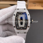 ZF Factory Richard Mille RM 07 31.4mm Diamond Bezel White Rubber Strap Skeletonized Black Dial (8) ZF Factory Richard Mille RM 07 diamond bezel white rubber strap skeletonized black dial