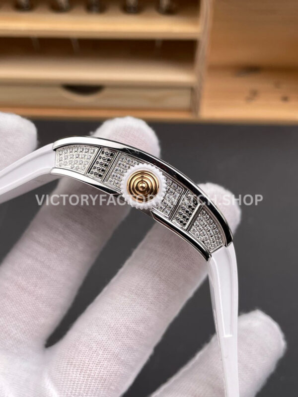ZF Factory Richard Mille RM 07 31.4mm Diamond Bezel White Rubber Strap Skeletonized White Dial