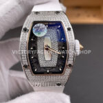 ZF Factory Richard Mille RM 07 31.4mm Diamond Bezel White Rubber Strap Skeletonized White Dial