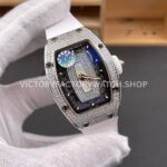 ZF Factory Richard Mille RM 07 31.4mm Diamond Bezel White Rubber Strap Skeletonized White Dial