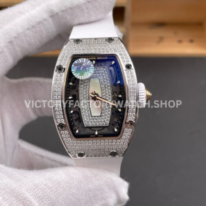 ZF Factory Richard Mille RM 07 diamond bezel white rubber strap skeletonized white dial