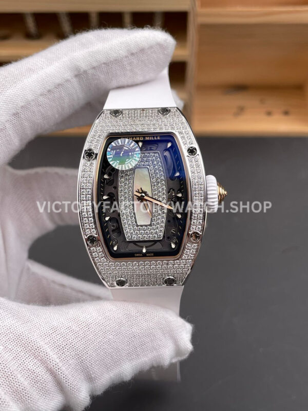 ZF Factory Richard Mille RM 07 diamond bezel white rubber strap skeletonized white dial