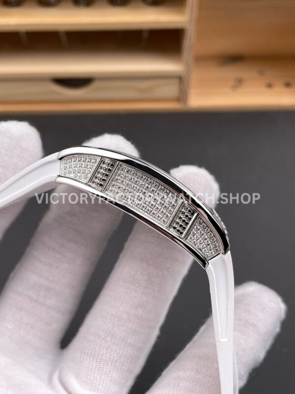 ZF Factory Richard Mille RM 07 31.4mm Diamond Bezel White Rubber Strap Skeletonized White Dial