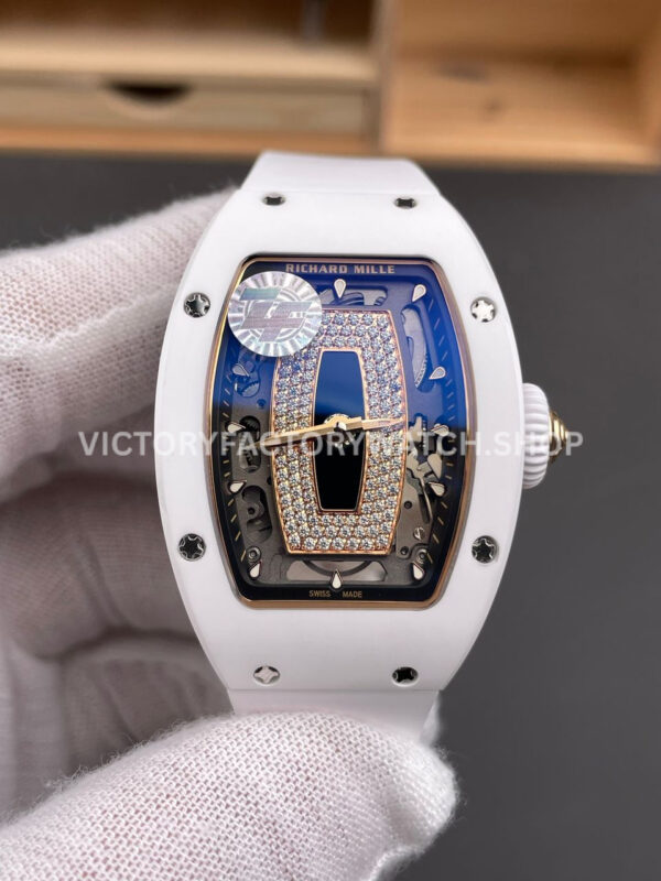 ZF Factory Richard Mille RM 07 31.4mm White Ceramic White Rubber Strap Skeletonized Black Dial (2) ZF Factory Richard Mille RM 07 31.4mm White Ceramic White Rubber Strap Skeletonized Black Dial