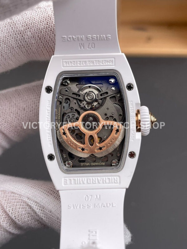 ZF Factory Richard Mille RM 07 31.4mm White Ceramic White Rubber Strap Skeletonized Black Dial (7) ZF Factory Richard Mille RM 07 31.4mm White Ceramic White Rubber Strap Skeletonized Black Dial