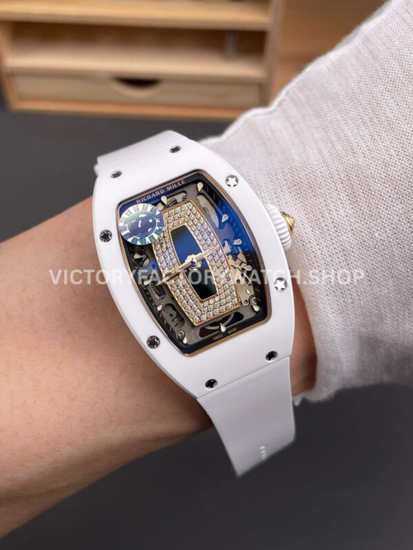 ZF Factory Richard Mille RM 07 31.4mm White Ceramic White Rubber Strap Skeletonized Black Dial (8) ZF Factory Richard Mille RM 07 31.4mm White Ceramic White Rubber Strap Skeletonized Black Dial