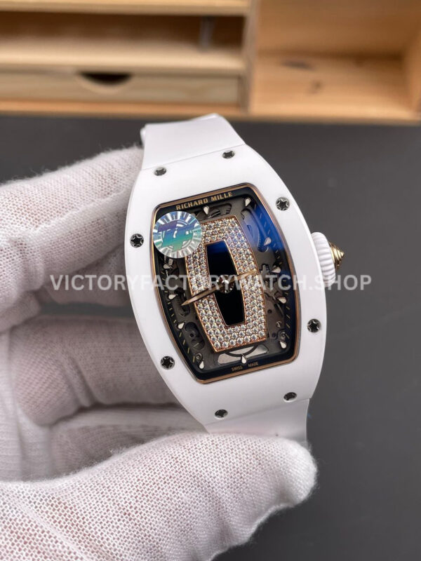 ZF Factory Richard Mille RM 07 31.4mm White Ceramic White Rubber Strap Skeletonized Black Dial (9) ZF Factory Richard Mille RM 07 31.4mm White Ceramic White Rubber Strap Skeletonized Black Dial