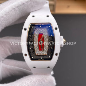 ZF Factory Richard Mille RM 07 white ceramic white rubber strap skeletonized red dial