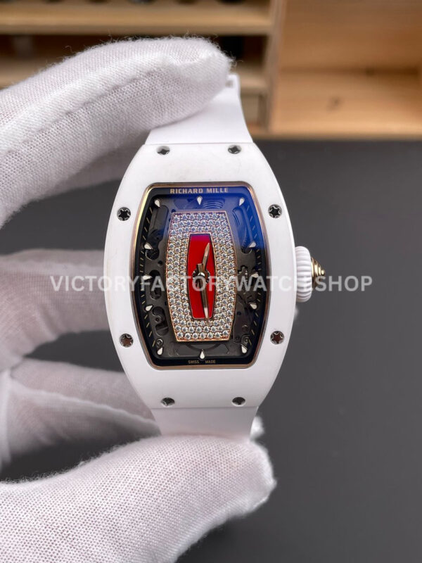 ZF Factory Richard Mille RM 07 white ceramic white rubber strap skeletonized red dial