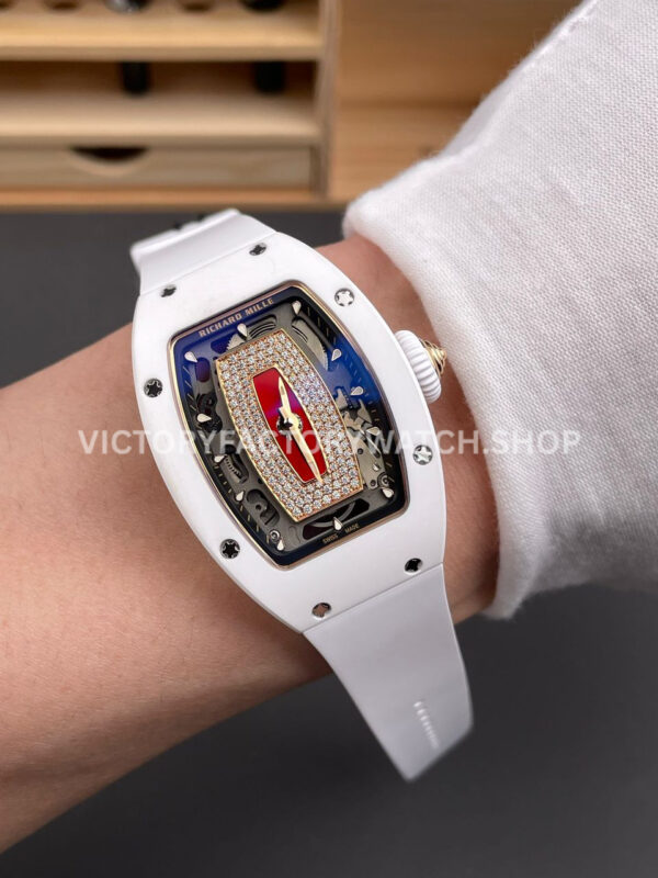 ZF Factory Richard Mille RM 07 31.4mmWhite Ceramic White Rubber Strap Skeletonized Red Dial
