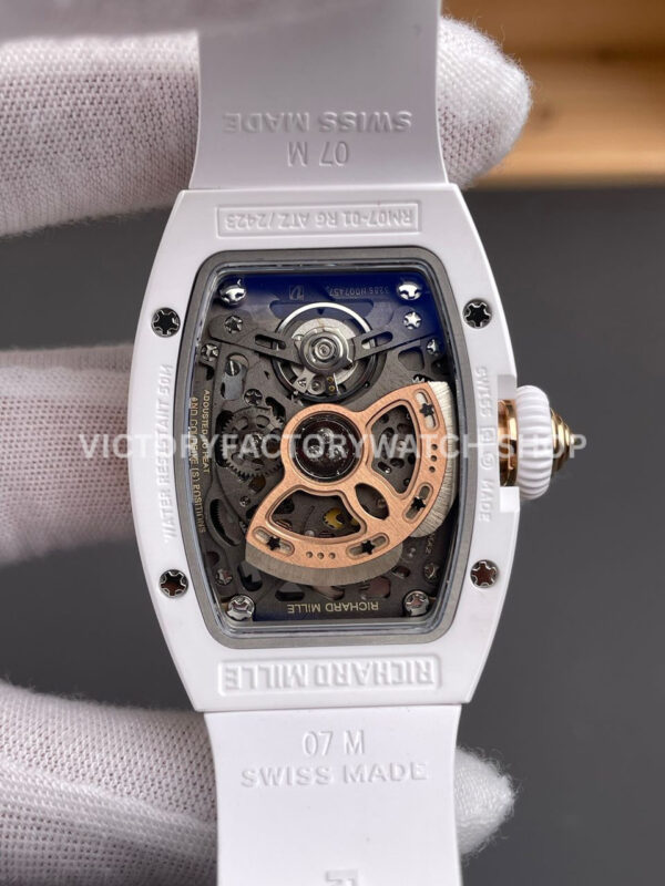 ZF Factory Richard Mille RM 07 31.4mmWhite Ceramic White Rubber Strap Skeletonized Red Dial