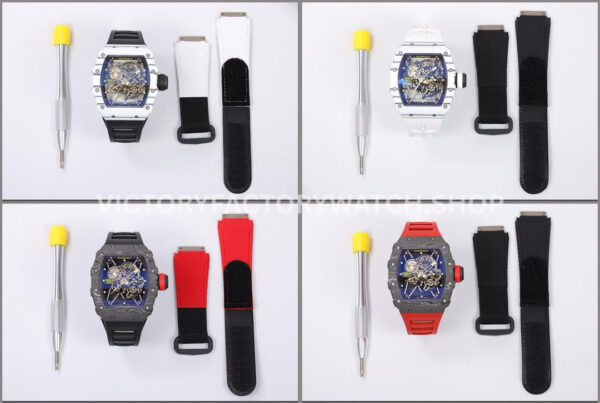 ZF Factory Richard Mille RM 35-01 42mm Black Carbon Fiber Black Rubber Strap Black Skeletonized Dial (2) ZF Factory Richard Mille RM 35-01 42mm White Carbon Fiber Black Rubber Strap White Skeletonized Dial