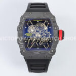 ZF Factory Richard Mille RM 35-01 42mm Black Carbon Fiber Black Rubber Strap Black Skeletonized Dial (5) ZF Factory Richard Mille RM 35-01 black carbon fiber black rubber strap black skeletonized dial