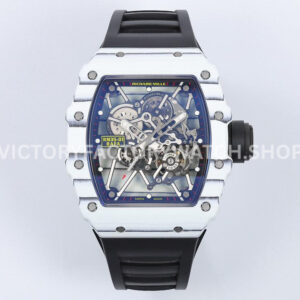 ZF Factory Richard Mille RM 35-01 white carbon fiber black rubber strap white skeletonized dial