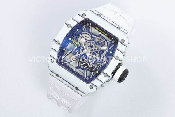 ZF Factory Richard Mille RM 35-01 42mm White Carbon Fiber White Rubber Strap White Skeletonized Dial (6) ZF Factory Richard Mille RM 35-01 42mm White Carbon Fiber White Rubber Strap White Skeletonized Dial