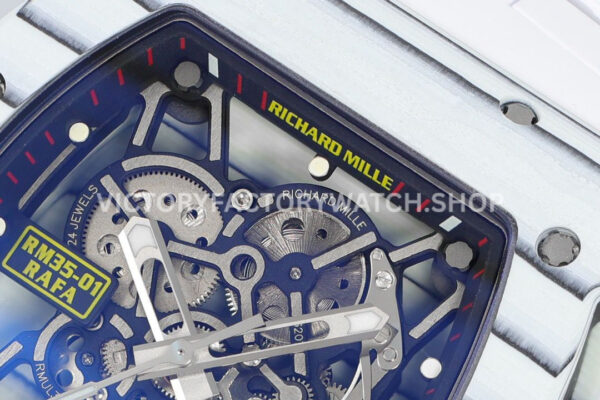 ZF Factory Richard Mille RM 35-01 42mm White Carbon Fiber White Rubber Strap White Skeletonized Dial (7) ZF Factory Richard Mille RM 35-01 42mm White Carbon Fiber White Rubber Strap White Skeletonized Dial