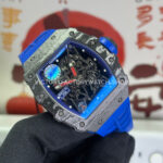 ZF Factory Richard Mille RM 35-01 PSG 42mm Black Carbon Fiber Blue Rubber Strap Black Skeletonized Dial (5) ZF Factory Richard Mille RM 35-01 PSG 43mm Black Carbon Fiber Blue Rubber Strap Black Skeletonized Dial