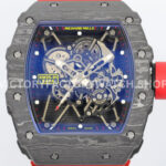 ZF Factory Richard Mille RM 35-01 Rafael Nadal 42mm Black Carbon Fiber Red Rubber Strap Skeletonized Dial (7) ZF Factory Richard Mille RM 35-01 Rafael Nadal 42mm Black Carbon Fiber Red Rubber Strap Skeletonized Dial