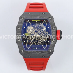 ZF Factory Richard Mille RM 35-01 Rafael Nadal black carbon fiber red rubber strap skeletonized dial