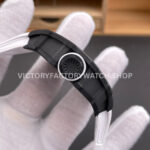 ZF Factory Richard Mille RM 35-02 44.5mm Black Carbon Fiber White Rubber Strap Black Skeletonized Dial