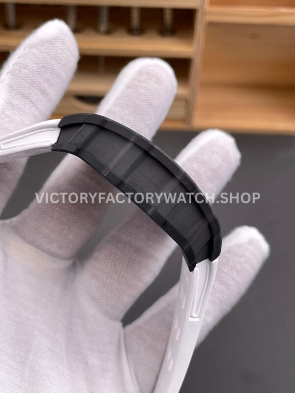 ZF Factory Richard Mille RM 35-02 44.5mm Black Carbon Fiber White Rubber Strap Black Skeletonized Dial