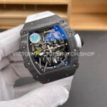 ZF Factory Richard Mille RM 35-02 44.5mm Black Carbon Fiber White Rubber Strap Black Skeletonized Dial
