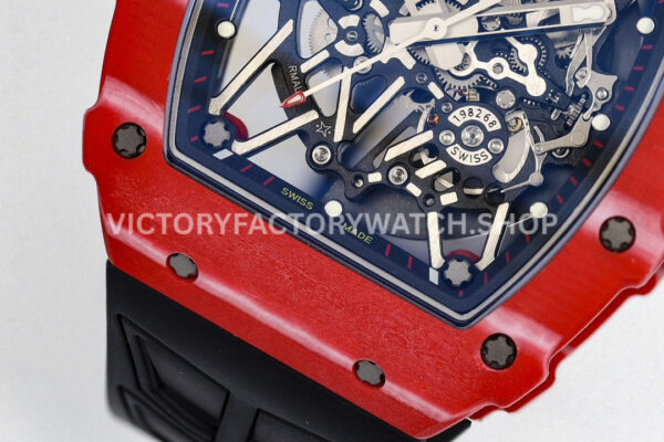 ZF Factory Richard Mille RM 35-02 44.5mm Red Carbon Fiber Canvas Strap Black Skeletonized (4) ZF Factory Richard Mille RM 35-02 44.5mm Red Carbon Fiber Canvas Strap Black Skeletonized